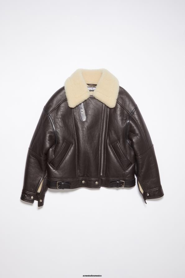 Acne Studios vestir marrón oscuro/beige 0T4HT20 chaqueta de piel de oveja
