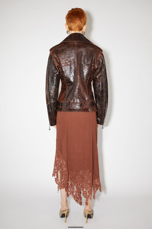 Acne Studios vestir naranja/negro 0T4HT52 chaqueta motera de cuero tipo reloj de arena