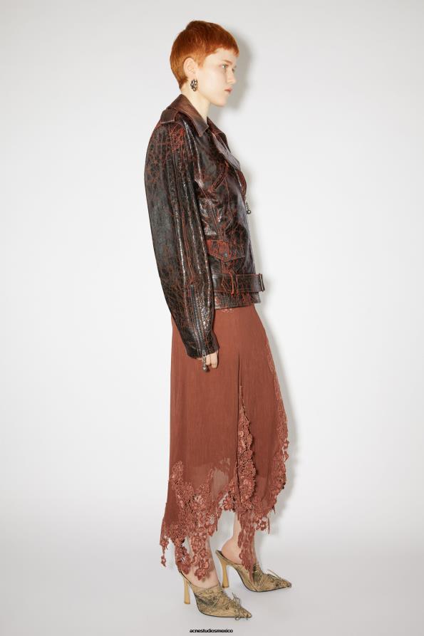 Acne Studios vestir naranja/negro 0T4HT52 chaqueta motera de cuero tipo reloj de arena