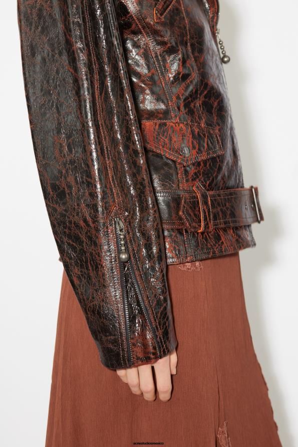 Acne Studios vestir naranja/negro 0T4HT52 chaqueta motera de cuero tipo reloj de arena