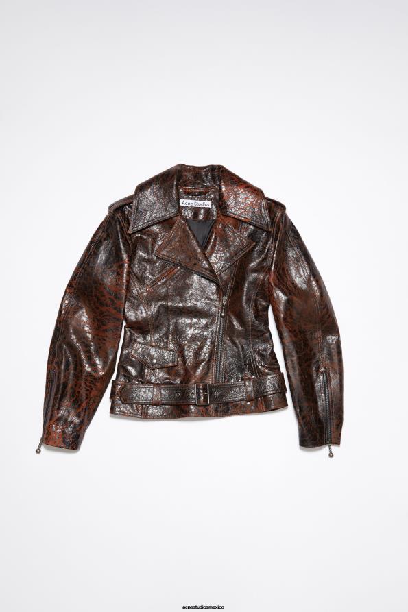 Acne Studios vestir naranja/negro 0T4HT52 chaqueta motera de cuero tipo reloj de arena