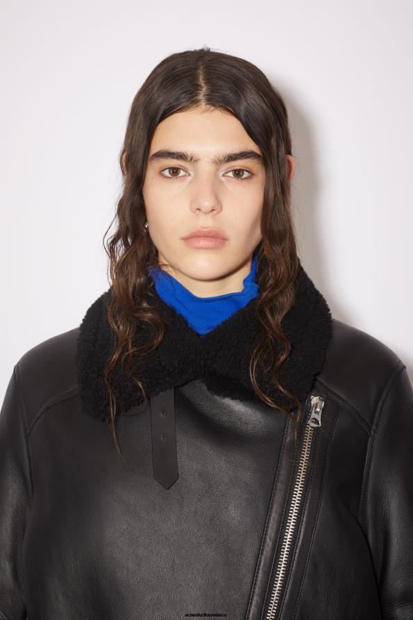 Acne Studios vestir negro 0T4HT429 chaqueta de piel de oveja