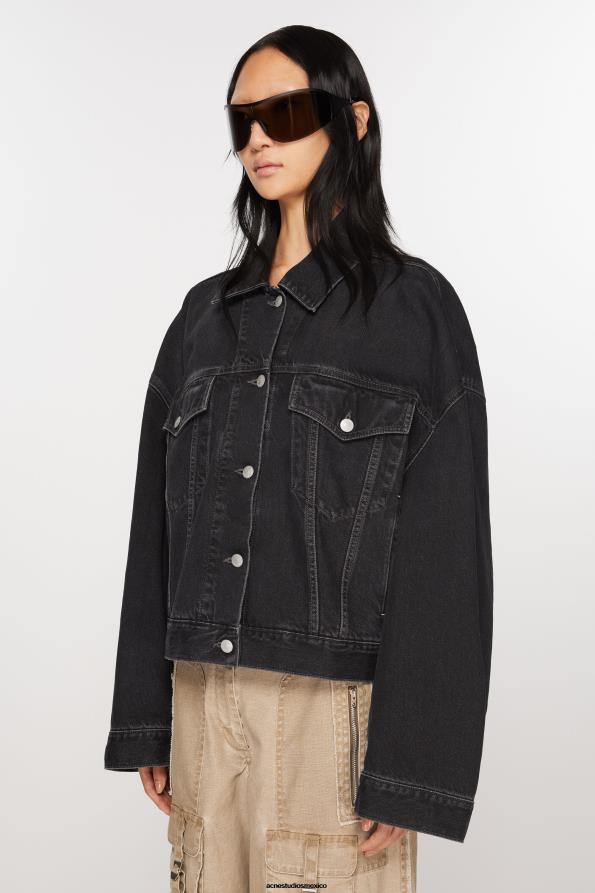 Acne Studios vestir negro 0T4HT4 chaqueta vaquera - ajuste relajado y recortado