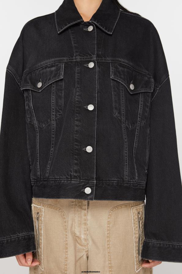 Acne Studios vestir negro 0T4HT4 chaqueta vaquera - ajuste relajado y recortado