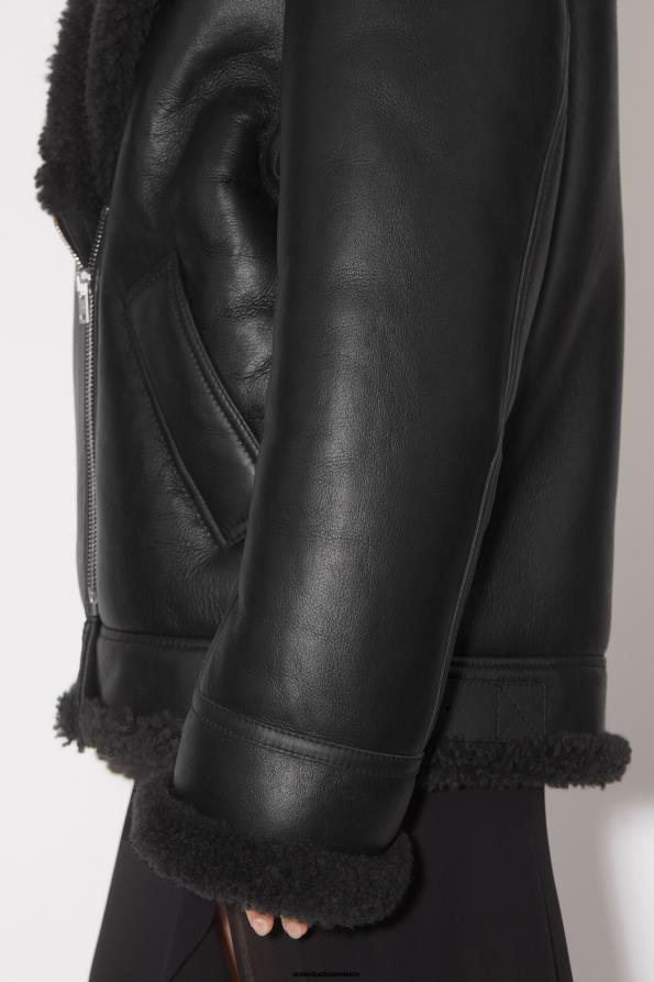 Acne Studios vestir negro 0T4HT56 chaqueta de piel de oveja