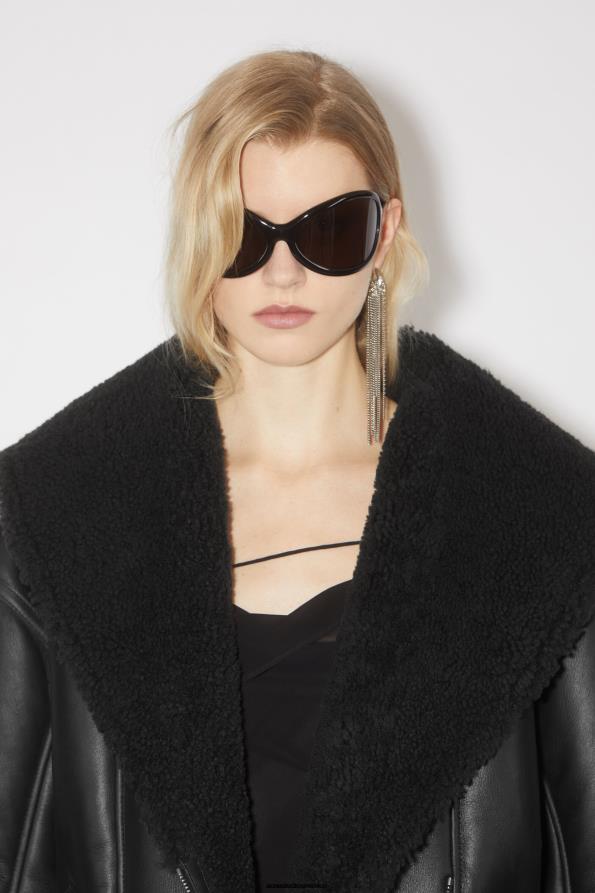 Acne Studios vestir negro 0T4HT56 chaqueta de piel de oveja
