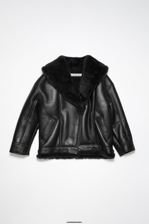 Acne Studios vestir negro 0T4HT56 chaqueta de piel de oveja