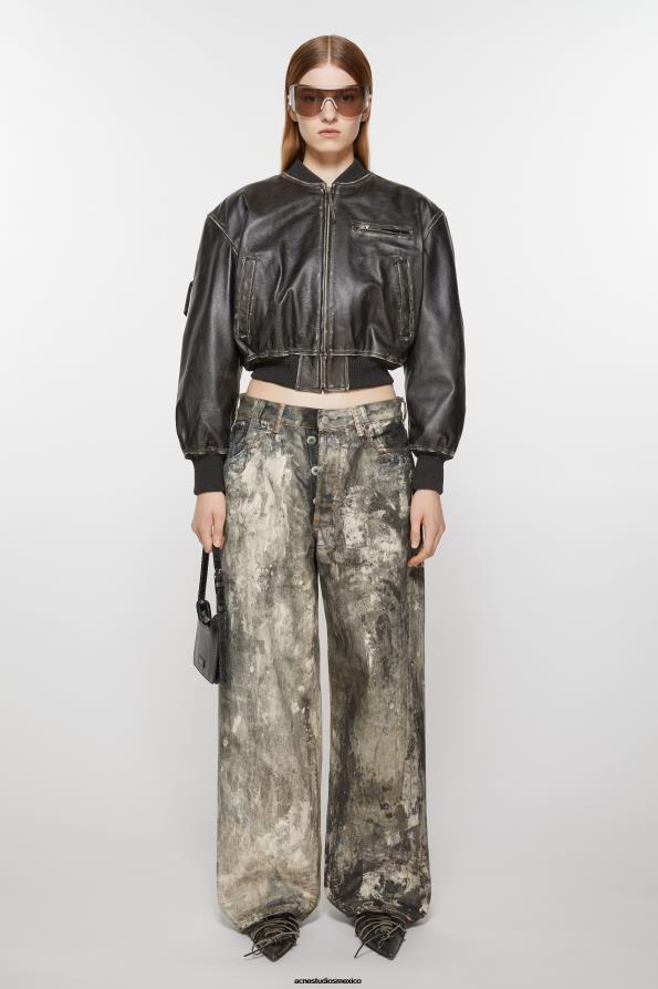 Acne Studios vestir negro 0T4HT8 chaqueta bomber de cuero