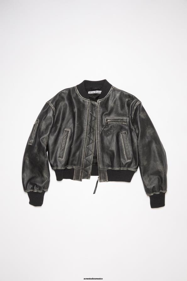 Acne Studios vestir negro 0T4HT8 chaqueta bomber de cuero