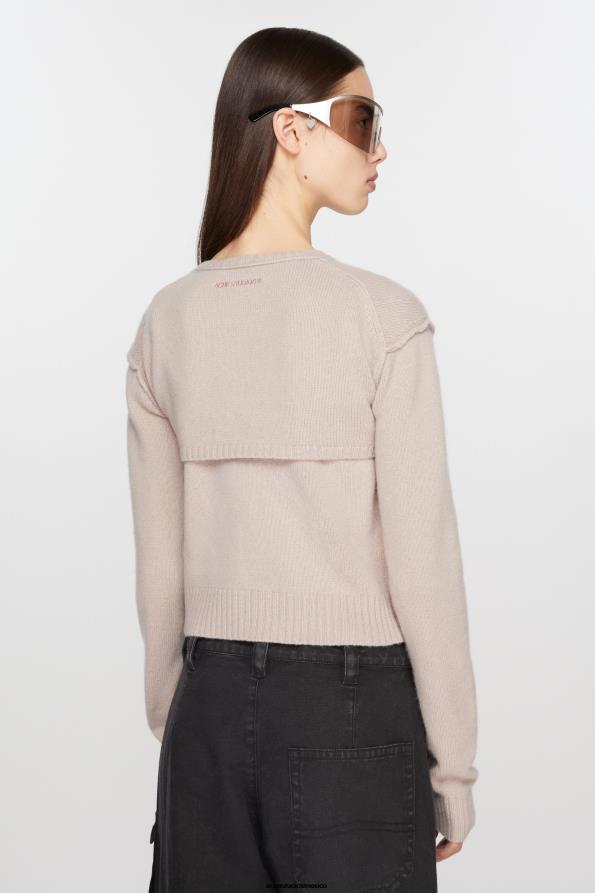 Acne Studios vestir arena beige 0T4HT72 conjunto de cárdigan y camiseta sin mangas de punto