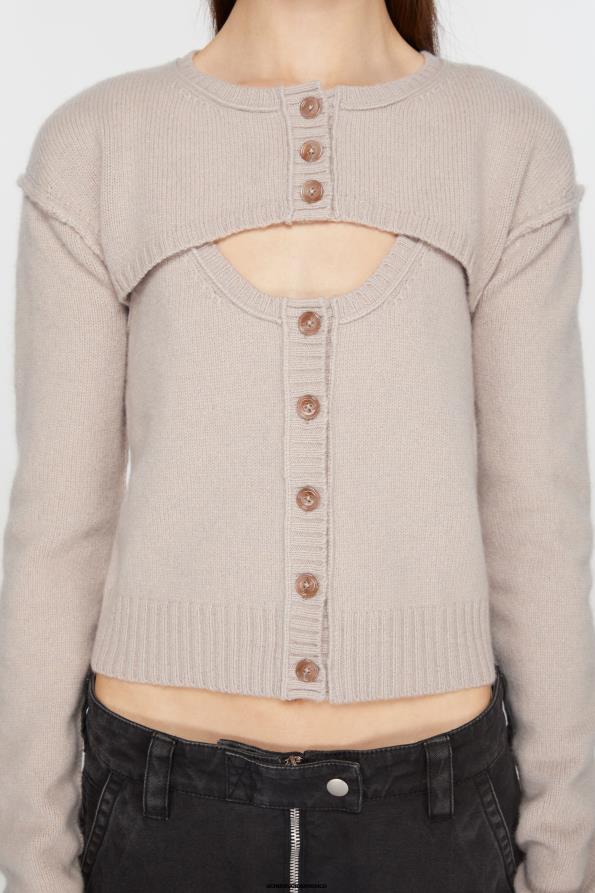 Acne Studios vestir arena beige 0T4HT72 conjunto de cárdigan y camiseta sin mangas de punto