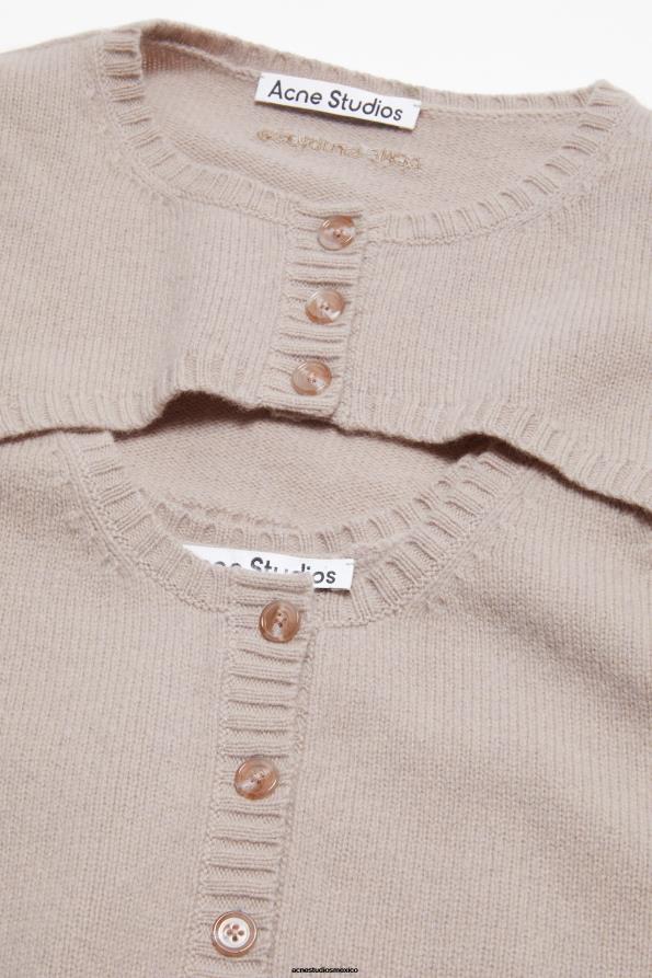 Acne Studios vestir arena beige 0T4HT72 conjunto de cárdigan y camiseta sin mangas de punto