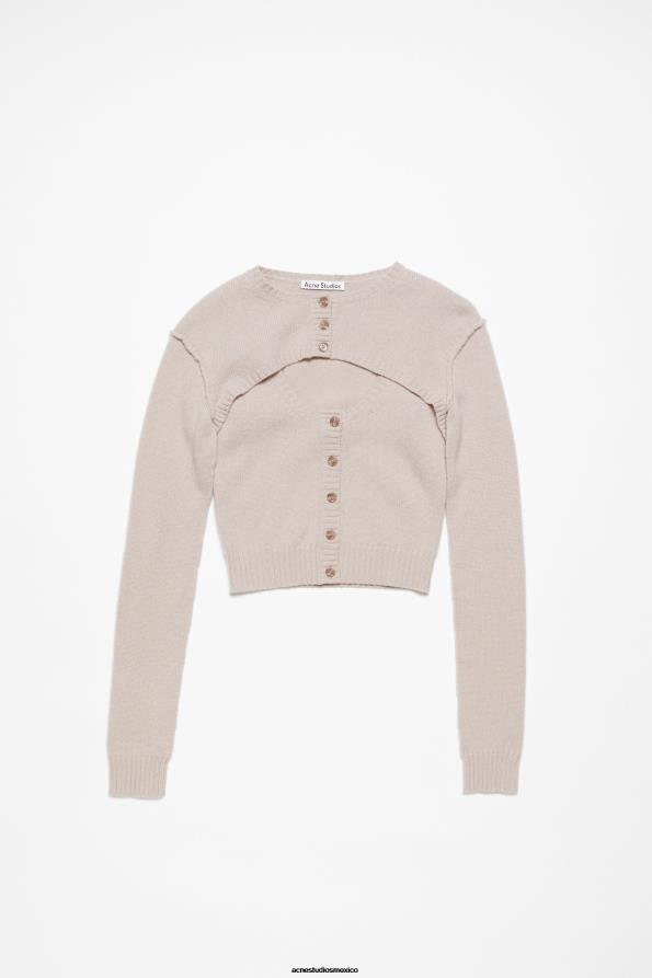 Acne Studios vestir arena beige 0T4HT72 conjunto de cárdigan y camiseta sin mangas de punto
