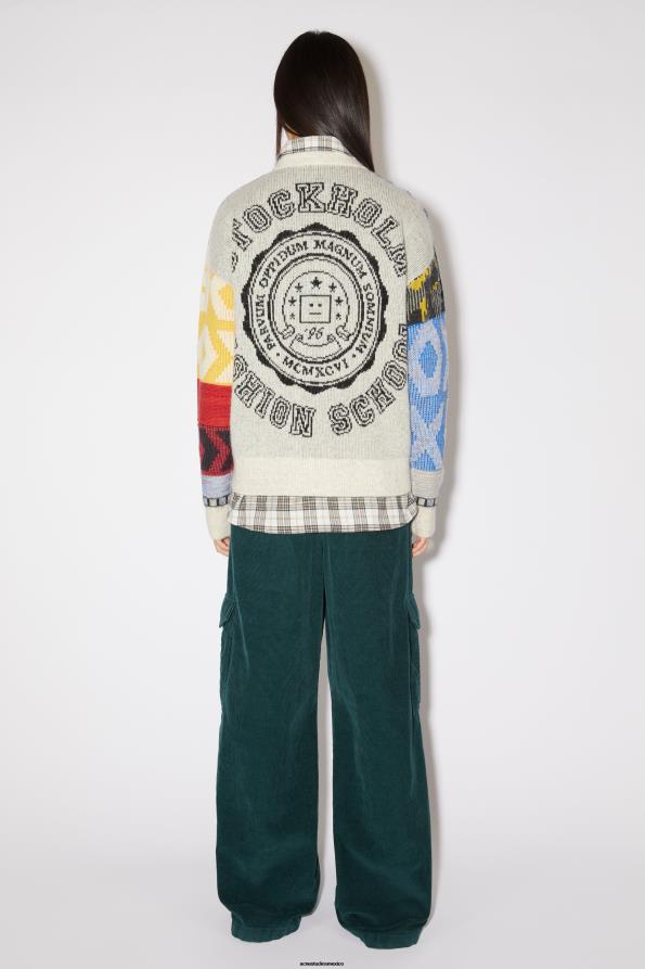 Acne Studios vestir azul aciano/multicolor 0T4HT92 jersey con cuello redondo y patchwork unisex