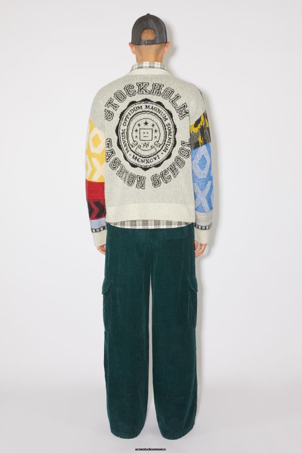 Acne Studios vestir azul aciano/multicolor 0T4HT935 jersey con cuello redondo y patchwork unisex