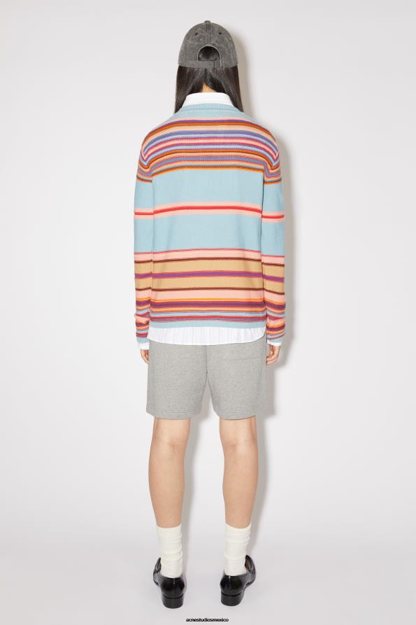 Acne Studios vestir azul polvoriento/multicolor 0T4HT84 jersey de punto con cuello redondo unisex