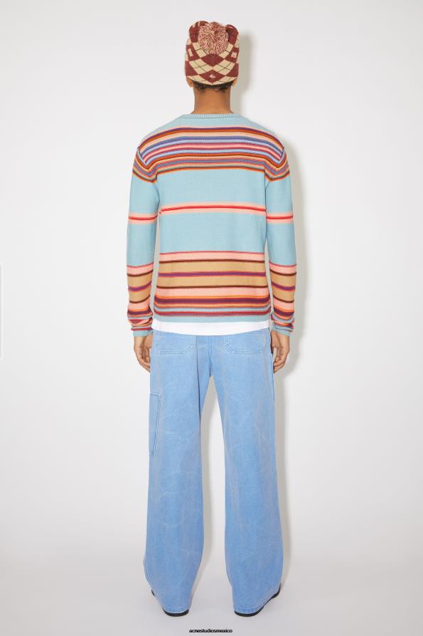 Acne Studios vestir azul polvoriento/multicolor 0T4HT942 jersey de punto con cuello redondo unisex