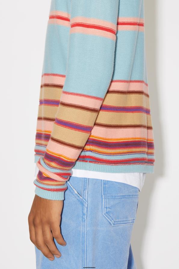 Acne Studios vestir azul polvoriento/multicolor 0T4HT942 jersey de punto con cuello redondo unisex