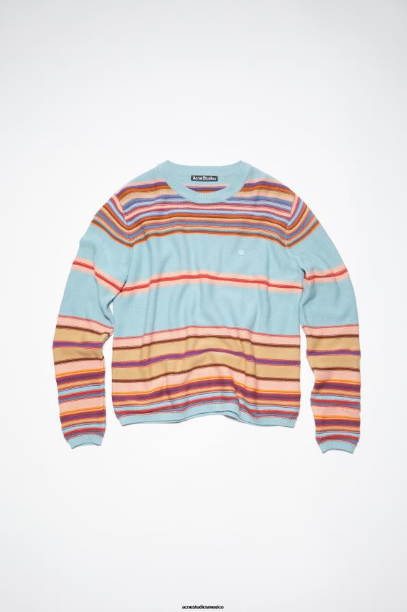 Acne Studios vestir azul polvoriento/multicolor 0T4HT942 jersey de punto con cuello redondo unisex