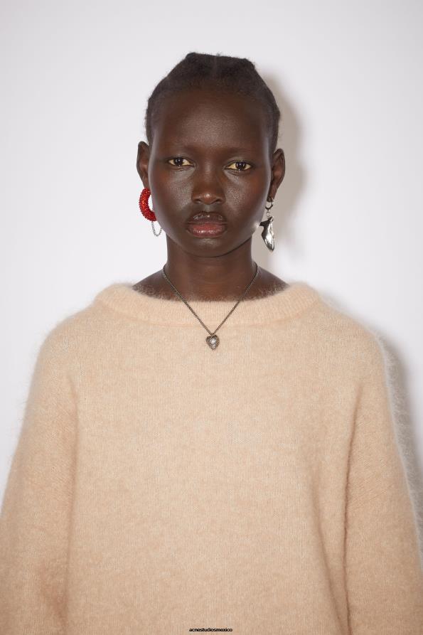 Acne Studios vestir beige calido 0T4HT426 jersey con cuello redondo