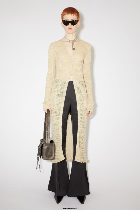 Acne Studios vestir beige frio 0T4HT115 cárdigan largo de canalé ancho