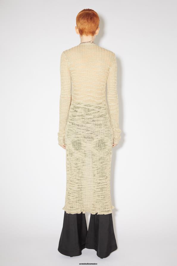 Acne Studios vestir beige frio 0T4HT115 cárdigan largo de canalé ancho