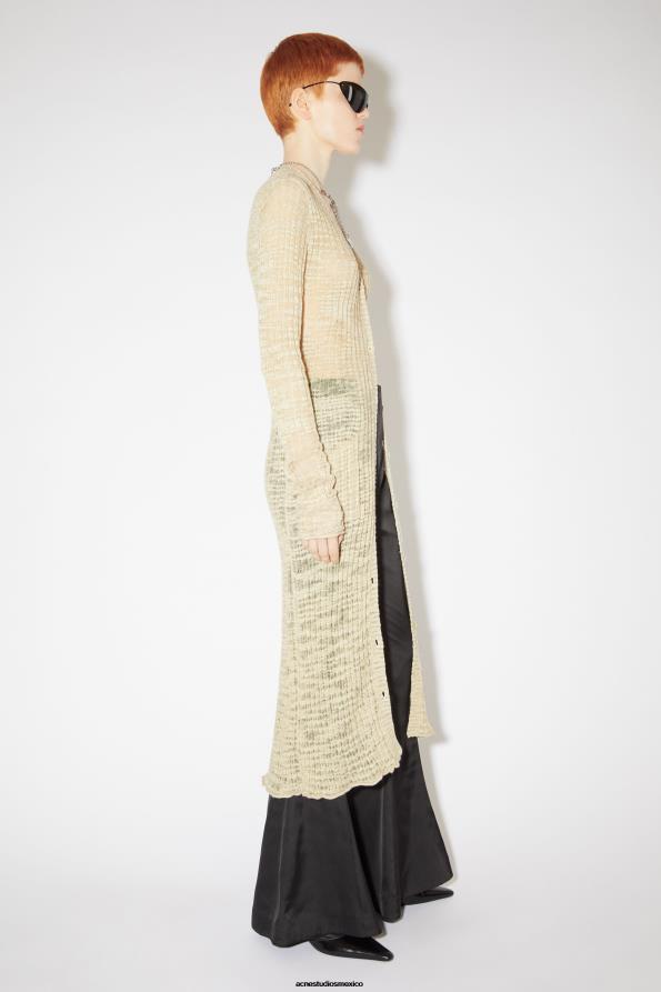 Acne Studios vestir beige frio 0T4HT115 cárdigan largo de canalé ancho