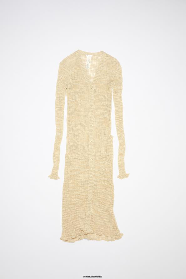 Acne Studios vestir beige frio 0T4HT115 cárdigan largo de canalé ancho