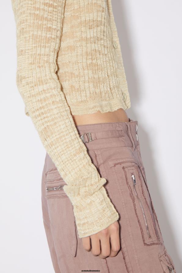 Acne Studios vestir beige frio 0T4HT117 cárdigan de canalé ancho