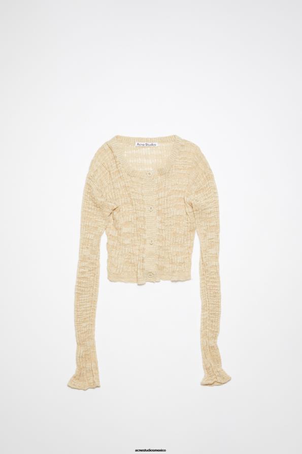 Acne Studios vestir beige frio 0T4HT117 cárdigan de canalé ancho