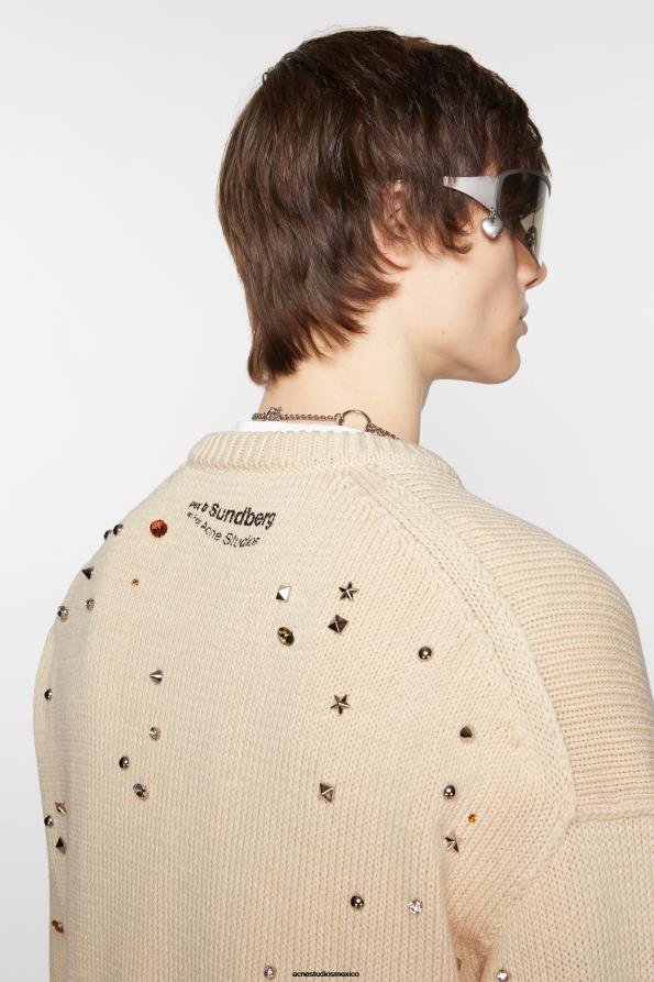 Acne Studios vestir blanco cálido 0T4HT924 suéter de cuello redondo