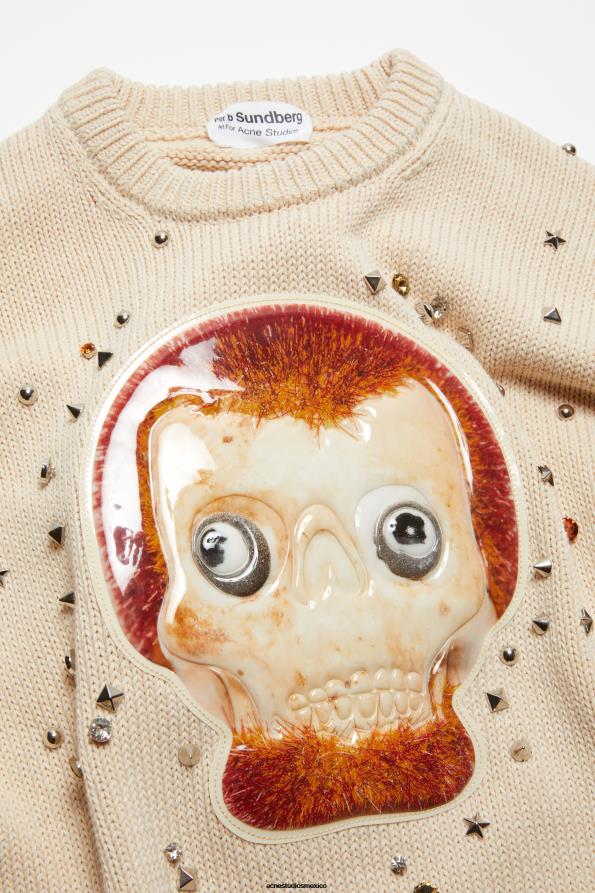 Acne Studios vestir blanco cálido 0T4HT924 suéter de cuello redondo