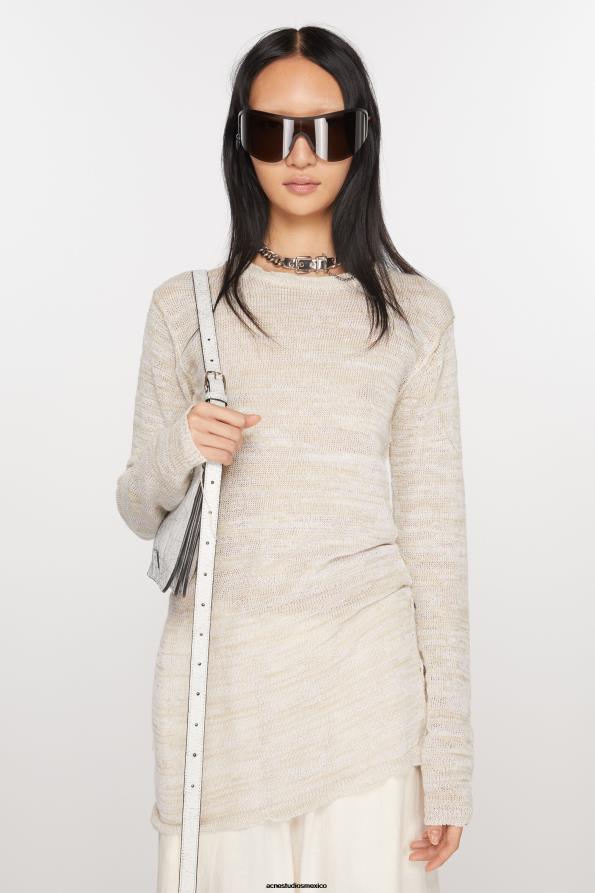 Acne Studios vestir blanquecino 0T4HT74 top tejido con cuello redondo