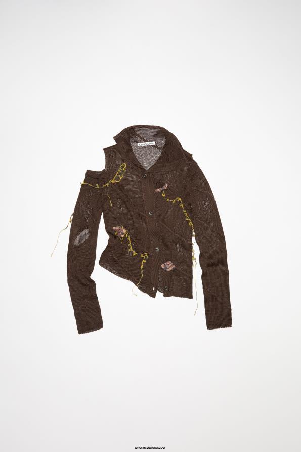 Acne Studios vestir chocolate Cafe 0T4HT104 desfile de cárdigans con flores de crochet