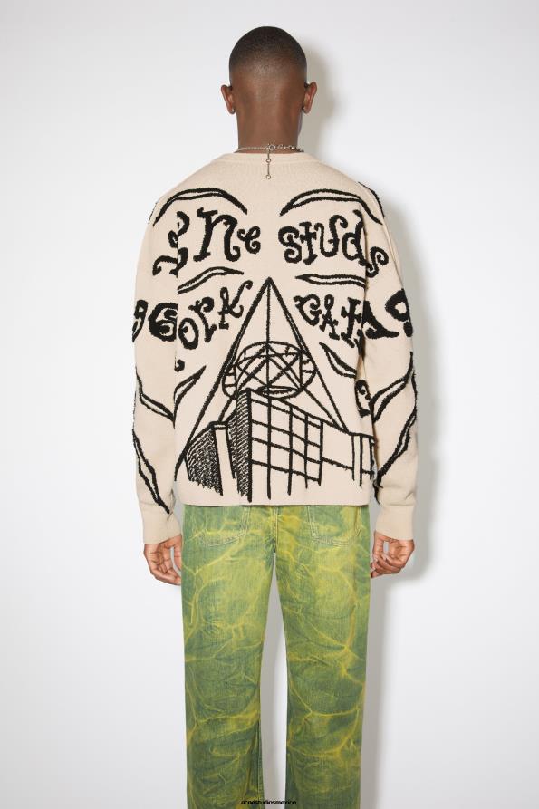 Acne Studios vestir crudo/negro 0T4HT948 jersey con logo en jacquard