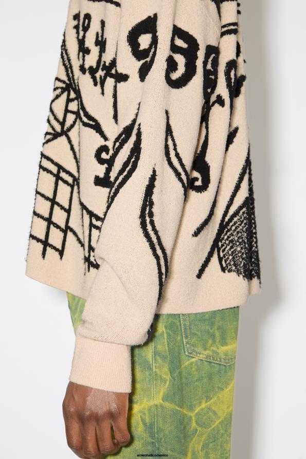 Acne Studios vestir crudo/negro 0T4HT948 jersey con logo en jacquard