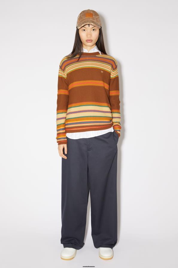 Acne Studios vestir marrón canela/multicolor 0T4HT85 jersey de punto con cuello redondo unisex