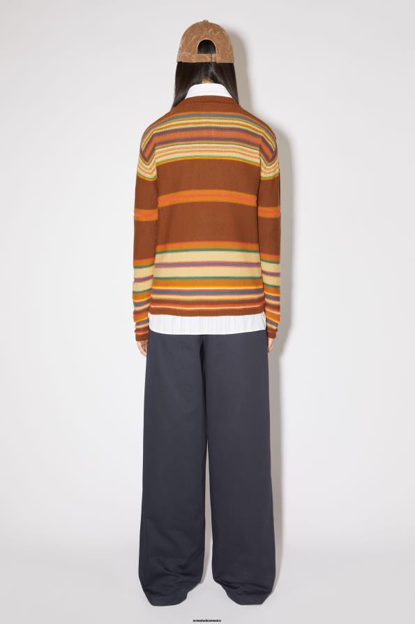Acne Studios vestir marrón canela/multicolor 0T4HT85 jersey de punto con cuello redondo unisex