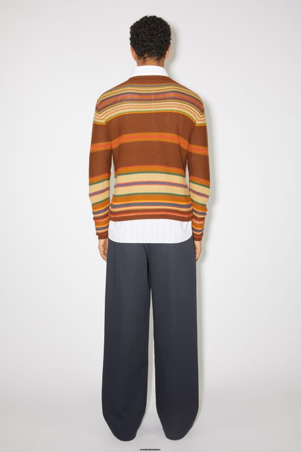 Acne Studios vestir marrón canela/multicolor 0T4HT930 jersey de punto con cuello redondo unisex