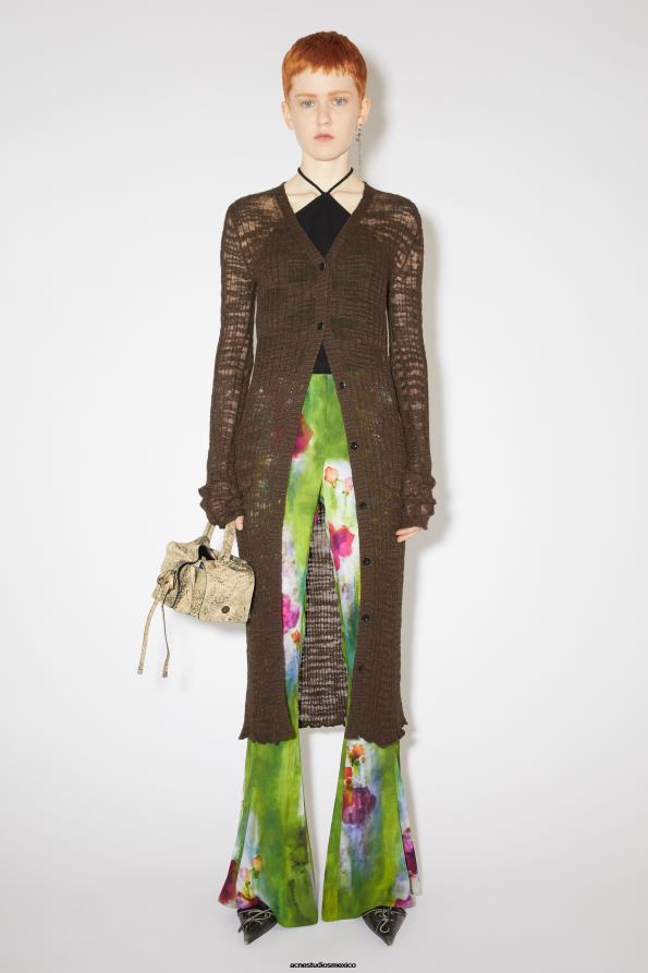 Acne Studios vestir marron oscuro 0T4HT116 cárdigan largo de canalé ancho