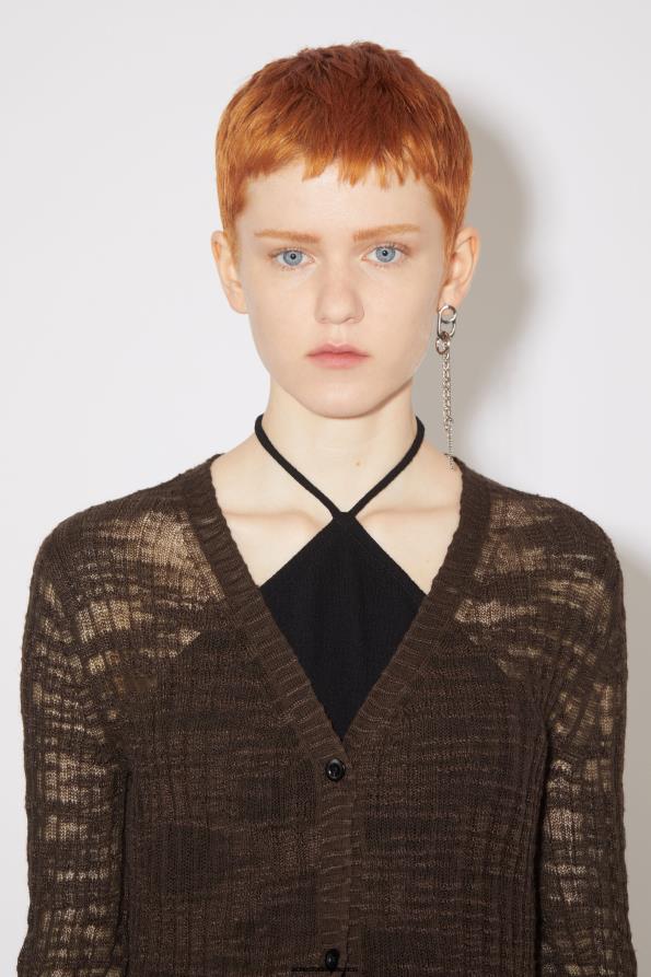 Acne Studios vestir marron oscuro 0T4HT116 cárdigan largo de canalé ancho