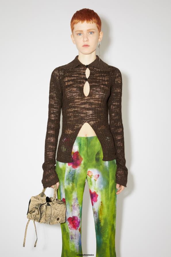 Acne Studios vestir marron oscuro 0T4HT119 jersey de canalé ancho