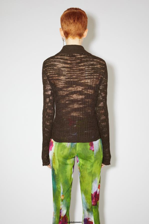 Acne Studios vestir marron oscuro 0T4HT119 jersey de canalé ancho