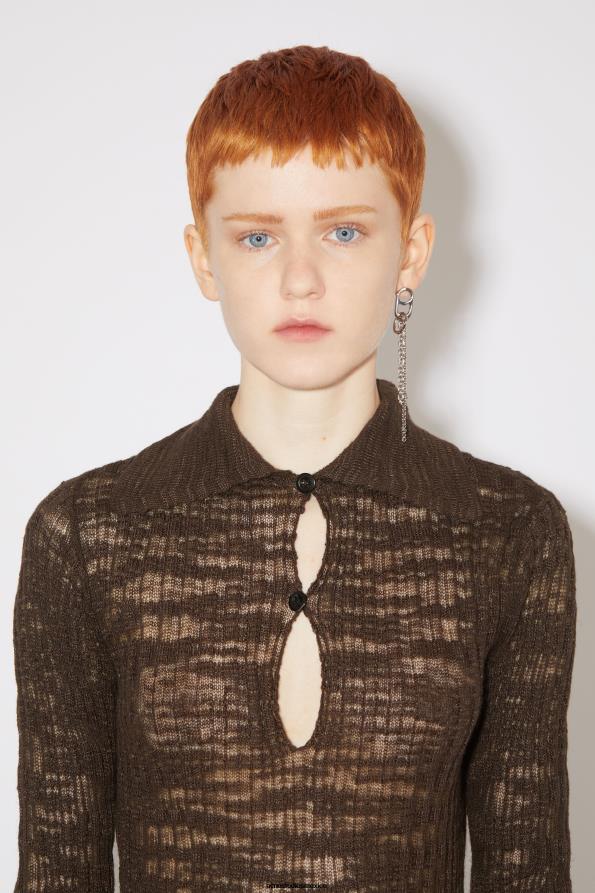 Acne Studios vestir marron oscuro 0T4HT119 jersey de canalé ancho
