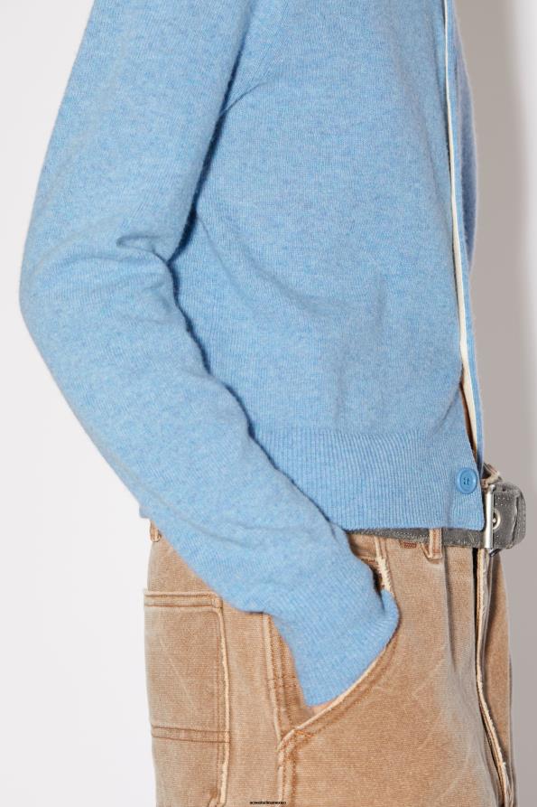 Acne Studios vestir mezcla azul acero 0T4HT78 cárdigan con cuello redondo