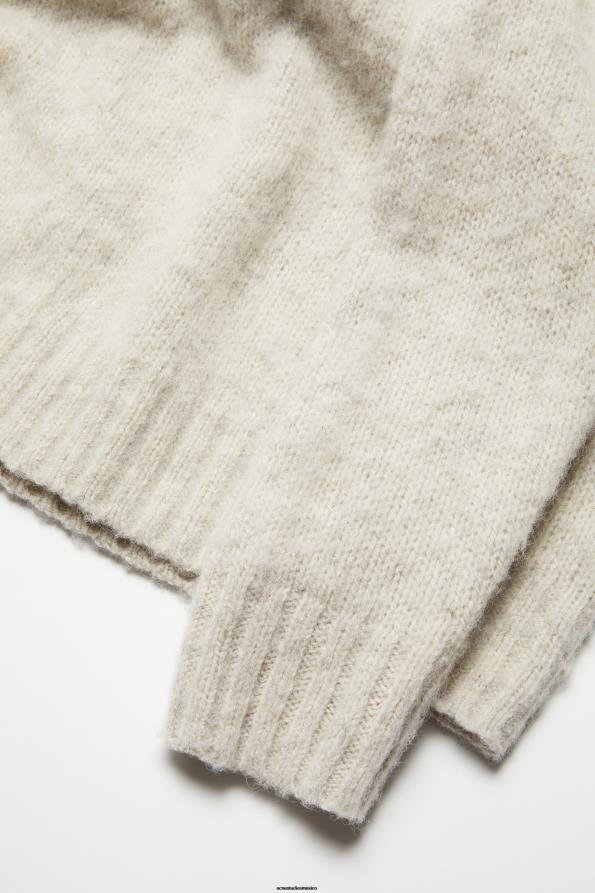 Acne Studios vestir mezcla gris claro 0T4HT1094 jersey de lana con cuello redondo