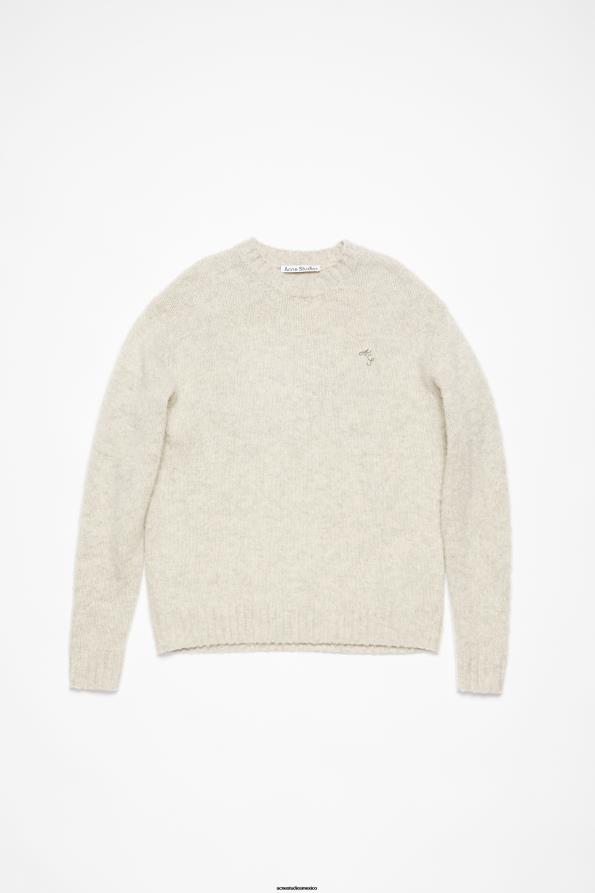 Acne Studios vestir mezcla gris claro 0T4HT1094 jersey de lana con cuello redondo