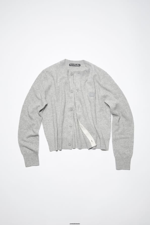 Acne Studios vestir mezcla gris claro 0T4HT80 cárdigan con cuello redondo
