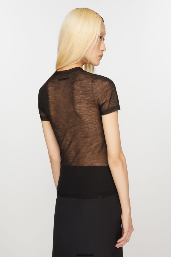 Acne Studios vestir negro 0T4HT73 camiseta de punto transparente