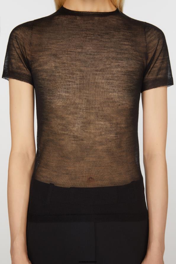 Acne Studios vestir negro 0T4HT73 camiseta de punto transparente